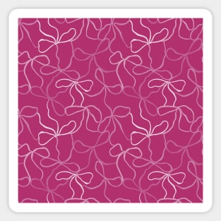 Coquette Pink Bows on a dark pink background pattern Sticker